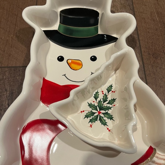 NWT Lenox Snowman Chip and Dip Platter - Picture 4 of 9